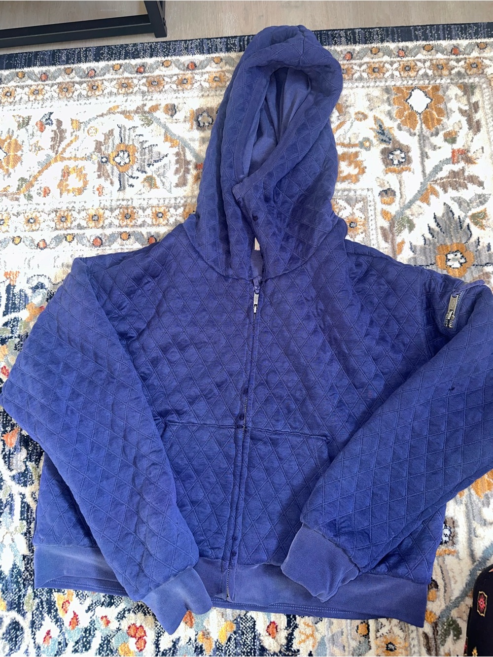 FP Movement by Free People Quilted Zip Hoodie in Deep Blue